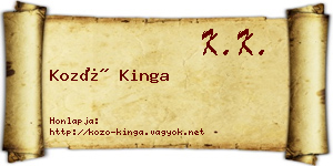 Kozó Kinga névjegykártya